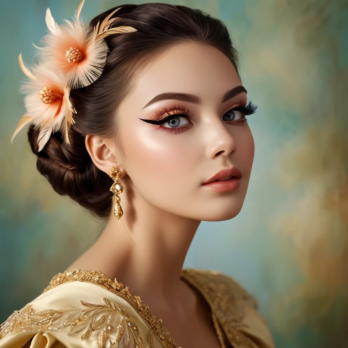 1girl, masterpiece, best quality, photorealistic, feather_doulikui, sitting, beautiful detailed eyes, beautiful detailed lips, extremely detailed face and body, long eyelashes, elegant, graceful, serene expression, high-quality oil painting, intricate details, warm color palette, soft lighting, cinematic composition, award-winning