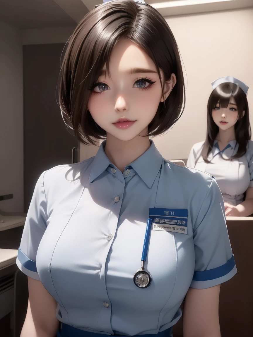  2. Japanese women,(非常にdetailedな肌),Curvy,,Beautiful big ,(Large Breasts),Pale skin,Pointed Chest,Erect nipples,(Fantasy art,Highest quality,ハイパーrealismの肖像画,(8k),Ultra-realistic,最high quality, high quality, High resolution, high quality texture,Attention to detail,Beautiful details,detailed,Extremely detailed CG,detailed Texture,Realistic facial expressions,Before masterpiece,dynamic,),(((Short Pixie Cut))),(Very Fine Hair),(Very soft hair),(Super straight hair:1.5),length, Sleek bangs,Very light copper amber hair,Hair growing out of one eye、((Wearing a nurse Uniform&#39;Uniform)), (( I can see her ass ))((Not wearing panties)) ,(((Sitting astride a high-backed chair)))　(((Sit with your chest against the backrest)))　(((Rear View)))　(((Photo from the back)))　(((彼女はAccentuate your buttために背中を反らせている)))　(((The lines of the body are clearly visible)))、(((Beautiful finger drawing)))　(((Beautiful body drawing)))　(((Spread your legs)))、(((Accentuate your butt)))、(((Full body photo)))、(((Low Angle Photography)))、(((Correct ankle orientation)))(((The correct number of legs)))　(((Accurate Body Compoion)))　(((Accurate rear visibility)))(((Strictly follow the configuration from behind)))　　　(1 终极美女nurse)、{{{masterpiece}}}， 最high quality， Official Art， 非常にdetailedな CG Unity 8k 壁紙， Very rich facial details、Delicate lips、Delicate eyes、((Short Black Pixie Cut))、(nurse:1.3)、(elegant)、(Huge breasts)、（（Laugh with your mouth closed： 1.8））， Alone， ショートヘアのdetailed， blue eyes，By eye_Ash， {Beautiful and delicate gradation eyeshadow}， Red lips，thigh, thigh, thigh, that&#39;that&#39;, 完美的图像realism, background: (Hospital room:1.2), Cowboy Shooting, detailedなbackground, detailedな衣服, Perfect lighting、Surreal、(realism:1.4)、Maximum resolution 8K, (masterpiece), 内容は非常にdetailedです, professional，