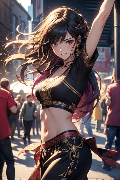 masterpiece,best quality,extremely detailed cg,ultra-detailed,beautiful detailed eyes,1girl,street dancer,happy smile,heavy danc...