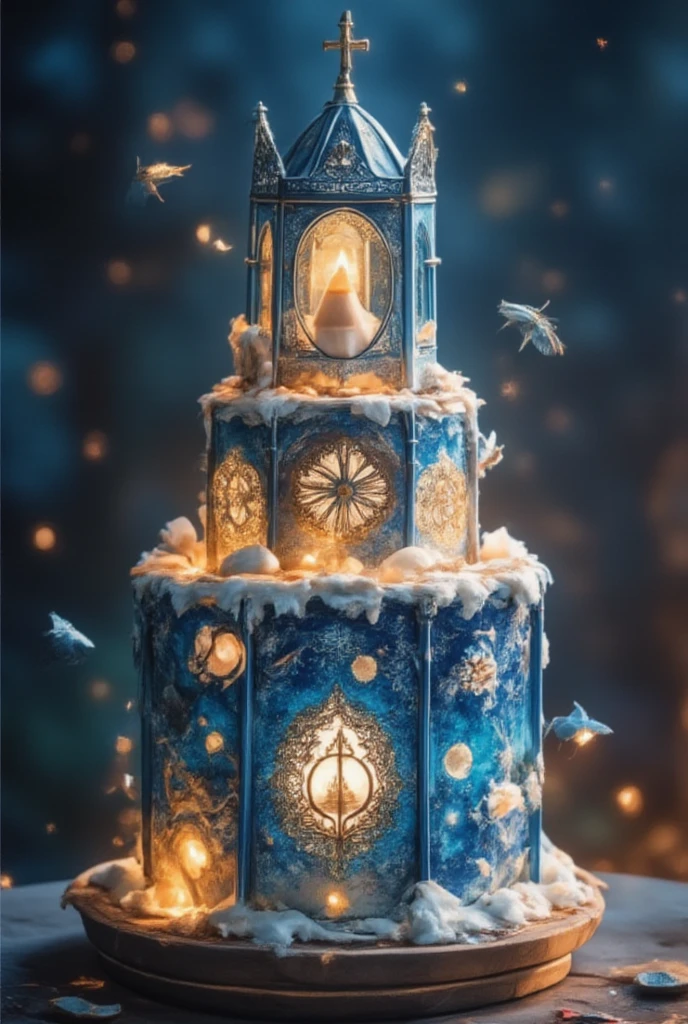 Best quality, very good, Birthday Cake，Rocket Decoration，75（（A masterpiece full of fantasy elements）））， （（Best quality））， （（Intricate details））（8K）