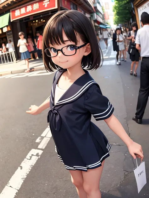 high quality，Very young ，1 person，A shy smile，Fisheye Lens，shy，，Very cute girl，baby face，Glasses，Very shady girl，Very short stature，Flat Chest，Thin thighs，Short-sleeved sailor suit，Shopping Street，In the crowd，Crafty move，Child&#39;s body shape，Short legs，Small children，Very small ass，Spread your legs，Very large erect clitoris，Anal spasms，Defecation，Mind Particle，Barcode on body， In preparation