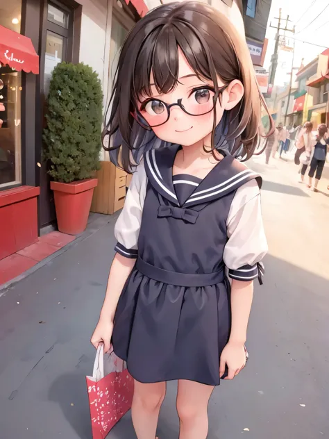 high quality，Very young ，1 person，A shy smile，Fisheye Lens，shy，，Very cute girl，baby face，Glasses，Very shady girl，Very short stature，Flat Chest，Thin thighs，Short-sleeved sailor suit，Shopping Street，In the crowd，Crafty move，Child&#39;s body shape，Short legs，Small children，Very small ass，Spread your legs，Very large erect clitoris，Anal spasms，Defecation，Mind Particle，Barcode on body，

