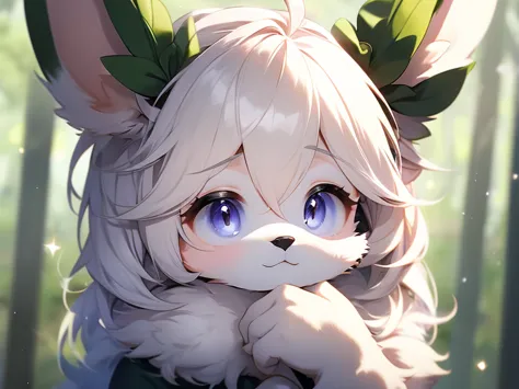 furry boy cute deer hair covering one eye cute background