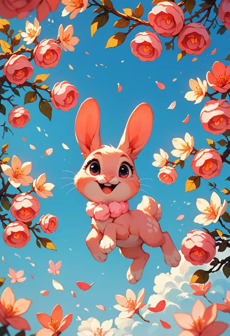 score_9, score_8_up, score_7_up, an adorable bunny, ambient spring, white and pink tetradic colors