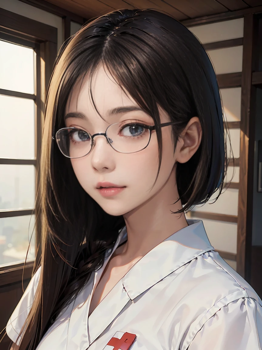 8k,最high quality,(masterpiece:1.2),(Realistic),(Realistic:1.37),超High resolution,1. ((Japanese women))、((Mature Woman))、((Married Woman))、Droopy eyes,Beautiful teeth alignment,((Wear rimless glasses))、((Black short bob hair))、 Well-formed fingers,((Very small breasts))((Small breasts))((Very small breasts))、Perfect body,Perfect Fingers,Beautiful Skin,Professional Writing,gravure,detailedな顔と肌の質感,fine grain,RAW写真 20歳のJapanese women,(非常にdetailedな肌),Curvy,Pale skin,(Fantasy art,最high quality,Dreamy portrait,(8k),Ultra-realistic,最high quality, high quality, High resolution, high quality texture,Attention to detail,Beautiful details,detailed,Extremely detailed CG,detailed Texture,Realisticな表情,In front of a masterpiece,dynamic),(Very thin hair),(Very soft hair),(Super straight hair:1.5),length, Sleek bangs,Very light copper amber hair,Hair growing from one eye、((Wearing a nurse&#39;s uniform)), (( I can see her thighs )) (((Sit astride a chair)))　(((Sit with your back against the)))　(((Side view)))　(((Photo from behind))　(((彼女はAccentuate your buttために背中を反らせている)))　(((The lines of the body are clearly visible)))、(((Beautiful finger painting)))　(((Beautiful body drawing)))　(((Sit with your legs apart)))、(((Accentuate your butt)))、(((Full body photo)))、(((Low angle photo)))、(((Correct ankle orientation)))(((The correct number of legs)))　(((Accurate Body Composition)))　(((Accurate rear visibility)))