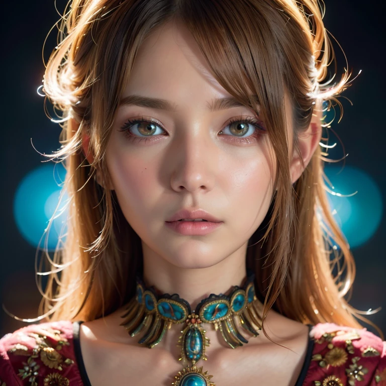 (masterpiece, top quality, best quality, official art, beautiful and aesthetic:1.2), (1girl:1.3), (fractal art:1.3), beautiful detailed eyes, beautiful detailed lips, extremely detailed face and eyes, long eyelashes, intricate fractal patterns, hypnotic swirling designs, digital art, psychedelic, vibrant colors, glowing neon, surreal, dreamlike, otherworldly, cinematic lighting, volumetric lighting, chiaroscuro, dramatic shadows, cinematic composition