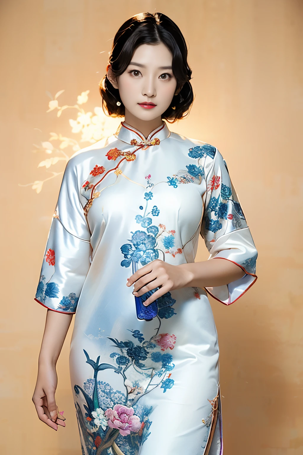 (Masseter membrane、High quality cheongsam、Chinese Style、mystery、Exquisite beauty、Official art、Writing music:1.2)、(1 girl in:1.3)、(Fractal Art:1.3)、Cowboy shooting、White skin、(brunette、kimono:1.2)、With traditional Chinese performing arts as the background、Colorful、(reel、属于Chinese Style:1.2)、Radiant Skin、Open your thighs!!!、