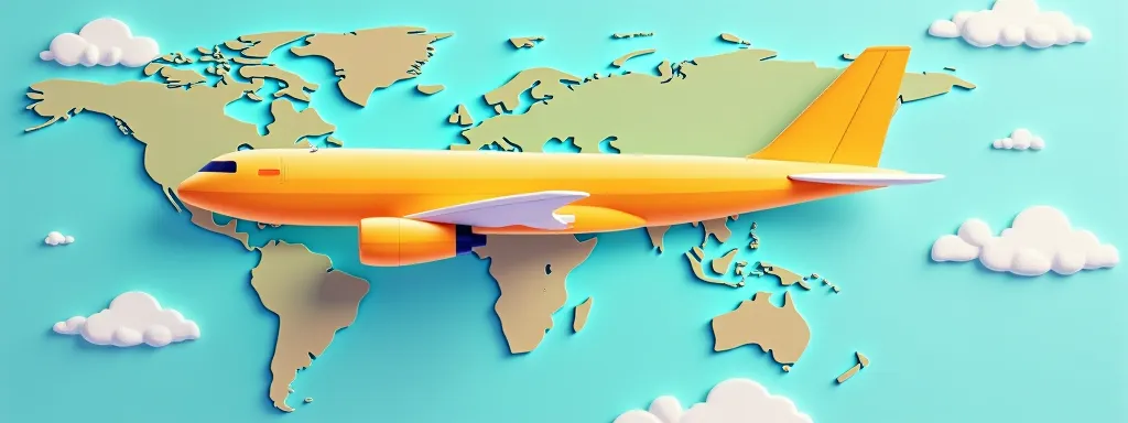 Traveling around the world on a paper plane, cute bright color illustration artwork