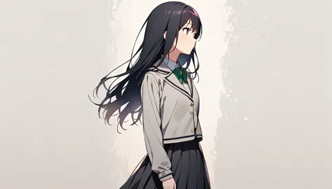 one girl,kotegawa yui,alone,long hair,school uniform,black hair,standing,(background,i&#39;m in the classroom),view your audienc...