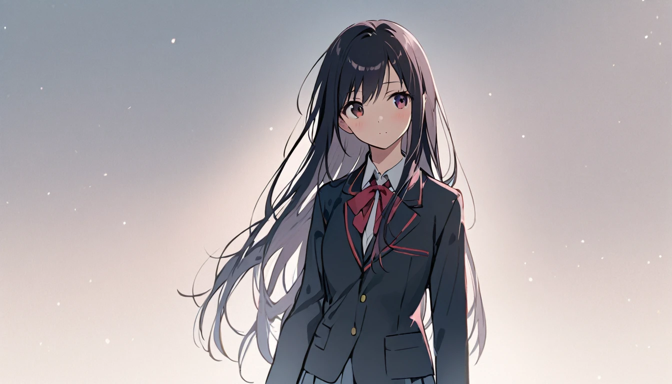 One Girl,kotegawa yui,Alone,Long Hair,School uniform,Black Hair,Standing,(background,I&#39;m in the classroom),View your audience,Anatomically correct, Cowboy Shot, Look at, 