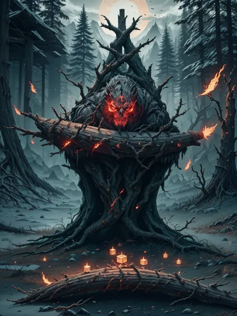 hold a dead branch with runes on it like a spear,dark souls boss,elden ring style,