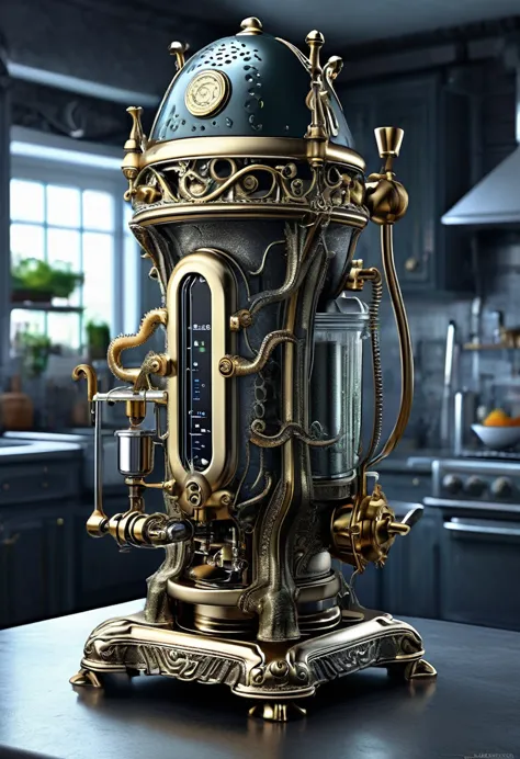 （squid-shaped blender），（electric juicer）（crocodile monster），goth style，punk，creative product design，very unified cg，intricate de...