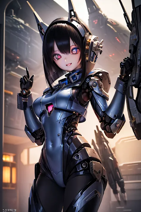 (SFW:2), photorealistic, realistic photo, 8k, ((highest quality)), ((masterpiece)), (extremely detailed), kukolnydom, doll, mecha musume, mechanical parts, ((robot joints)), bodysuit, (headgear), (cowboy shot, spaceship room, mature woman, 23yo, 23_years_old, solo:1.6), (wariza, hands between own legs, light smile, parted lips, black hair, lob, medium breasts, glass eyes, gradient eyes, shining eyes, detailed eyes:1.3)