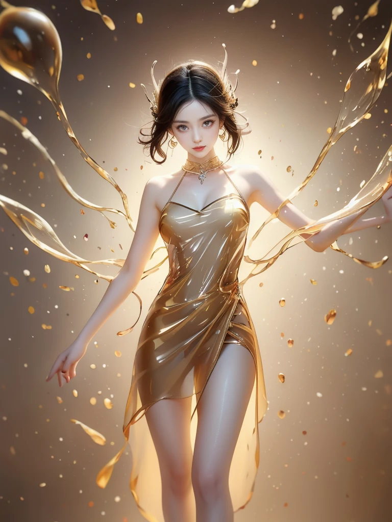 ((A woman)), 美丽脸庞的Sexy中国华裔女明星,  Transparent dress made of melted slime, Melted slime adheres perfectly to the skin, Wearing a melted slime skirt, Melted mucus sticking to the skin, (((浅色theme, 暴露theme, Sexytheme)))
((Transparent adhesive clothes: 1.5), (Revealing clothes: 1.5),  (Wet clothes:1.5), (Color of clothes: Pink), (theme: vitality), ((Wearing transparent clothing)))
 (((night, Private pool, Surrounded by fog, Dense bamboo forest, Standing in the water, Snow Scene)))
((desktop:1.0), (最high quality:1.0), (high resolution:1.2), (Reality:1.0),( Ultra HD:1.3))
((8K Ultra HD, 8K, 超high resolution, high resolution, 最high quality, high quality, Best image quality, Super Fine,  Ultra-clear, Clear focus, Clear outline, masterpiece, Masterpieces, complete pattern, Detailed photos, Original photo, Delicate facial features, Well-defined, Highly rated works, Close-up depth of field photography, Above the knee, Symmetrical character)), 
((Creating the image of a real girl), Realistic shadows, Soft natural light, Soft lighting, Dynamic Angle, Dynamic poses, Elegant Posture, Cowboy lens, Full body front view, Be confident, Facing the camera, Eyes looking towards camera lens, Standing posture, Open your legs slightly, Legs open, Golden Ratio Graphics, Minimalism, Center the character), 
((Smile, Sexy的, Balanced Eyes, Realistic eyes, Beautiful details of the eyes,Pretty Face, (Realistic face), Normal facial features, Realistic skin, Pay attention to skin details, Skin is clean and radiant, Full body glossy skin, Fair skin, Anatomically correct body, Golden ratio figure, Sexy的身材, Detailed and realistic human body)), 
(Perfect makeup, Gloves, earrings, bracelet, necklace, Jewelry, Hair accessories, shawl, sock, Knee socks, 吊garter, Leg ring, garter, 腿部garter), 
((beautiful hair), Dark black hair, Wavy curly hairstyle, Waist-length hair, Messy Hairstyle, Gradient Hairstyle, Cyberpunk Hairstyle, High double ponytail hairstyle, Bangs), 
((Sexy的, Beautiful upturned breasts, Perfect breast shape, Teardrop chest shape, Snow-white breasts, Very detailed breasts, 34C cup, Realistic breasts, Realistic areola, Realistic nipples)), 
(Super high waist, Deep V, Low-cut, Sexy, Flattering, Open crotch, (Clear camel toe, (High fork strangulation))),