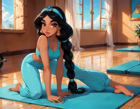 score_9, score_8_up, score_7_up, rating_questionable, epicphoto, 1girl, very sexy (disney's jasmine, ja_n, arabian woman, brown ...