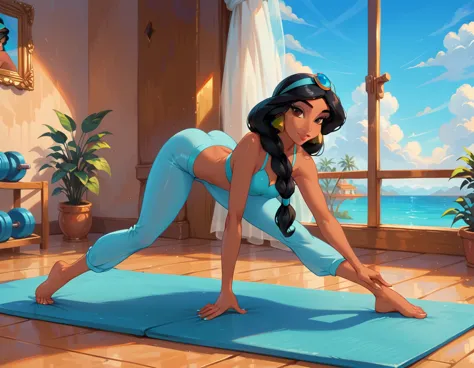 score_9, score_8_up, score_7_up, rating_questionable, epicphoto, 1girl, very sexy (disney's jasmine, ja_n, arabian woman, brown ...