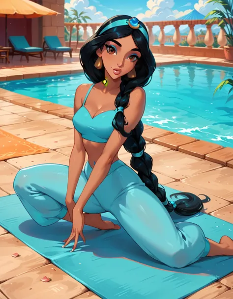 score_9, score_8_up, score_7_up, rating_questionable, epicphoto, 1girl, very sexy (disney's jasmine, ja_n, arabian woman, brown ...