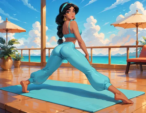 score_9, score_8_up, score_7_up, rating_questionable, epicphoto, 1girl, very sexy (disney's jasmine, ja_n, arabian woman, brown ...