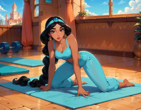 score_9, score_8_up, score_7_up, rating_questionable, epicphoto, 1girl, very sexy (disney's jasmine, ja_n, arabian woman, brown ...