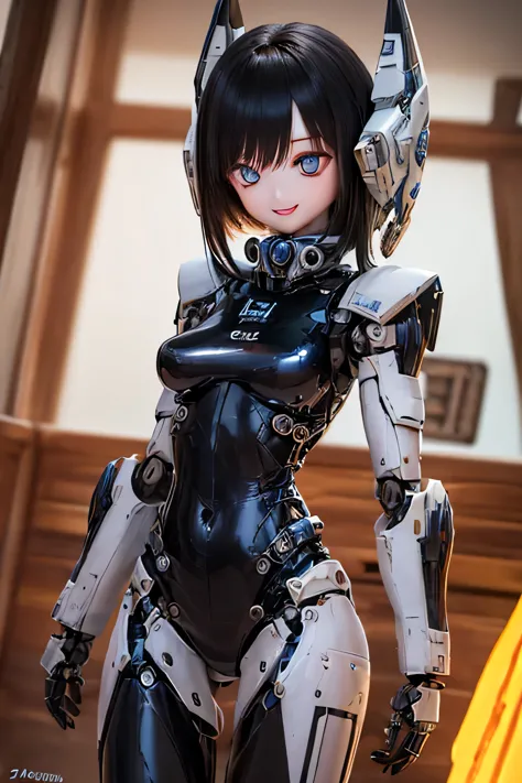 (SFW:2), photorealistic, realistic photo, 8k, Canon EOS, ((highest quality)), ((masterpiece)), (extremely detailed), kukolnydom, doll, mecha musume, mechanical parts, ((mechanical legs, robot joints)), bodysuit, headgear, (cowboy shot, spaceship room, mature woman, 24yo, 24_years_old, solo:1.6), (model pose, light smile, black hair, medium hair, medium breasts, glass eyes, detailed eyes:1.3)