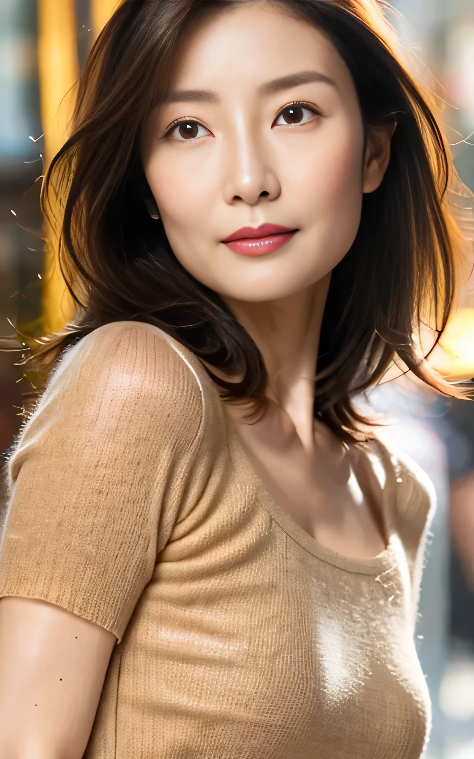 A woman in her 40s taking a photo wearing a tan top, gorgeous young Korean woman, beautiful south Korean woman, beautiful young Korean woman, Gorgeous Chinese Model, Korean Actress, Yoshitomo Nara, Elegant Japanese woman, Yun Lin, Cute Korean Actresses, Ayami Kojima, Korean woman, Young cute asian man face