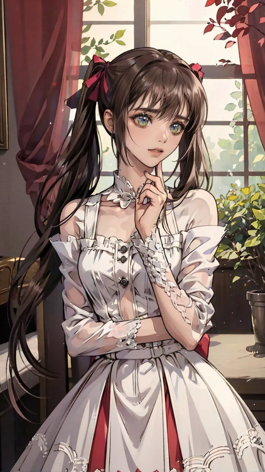 My Grandmother、Shiny brown hair,  (beautiful brown eyes、Shining Eyes, fine grain)、smile、Very detailed eyes、非常にDetailed face, Highly detailed eyes,Cowboy Shot、


Masterpiece Top quality, High resolution, One Girl, Detailed face, , Anime CG Style, (Medium Chest), (1 girl:1.3), (Twin tails), Good lighting, Perfect body, Glossy lips, View your viewers, garden, , crop top off shoulder,, Curvy, 
