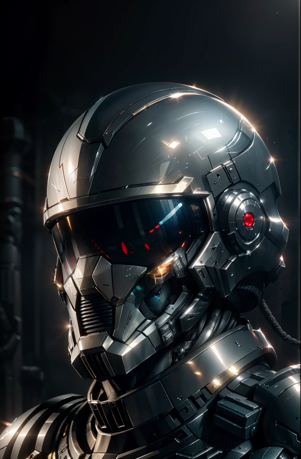 official art, unity 8k wallpaper, ultra detailed, aesthetic, masterpiece, best quality, hyperrealistic and intricate detail, ((portrait of a military nousr robot)), warframe, ((full robot helmet)), character design, ((detailed helmet)), in the style of dieter rams and boston dynamics, robot, highly detailed, intricate details, (symmetrical), digital 3d, hard surface, real-time, vfx, volumetric lighting, ambient light, ultra hd, hdr, uhd, depth of field, macro shot, diffused background,