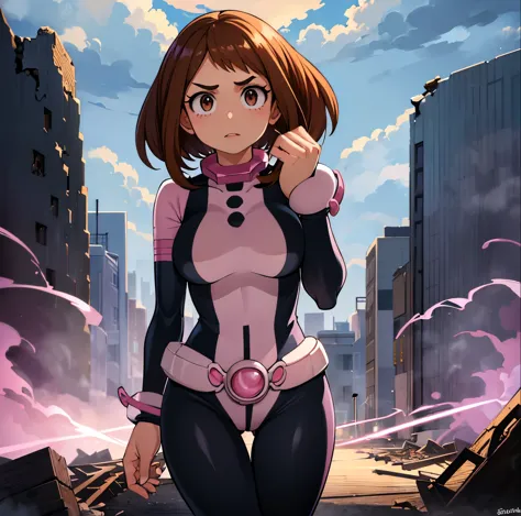 ((1girl)),((alone)),ochako uraraka, \(boku no hero academia\),(masterpiece), (best quality), (ultra detailed), (best illustratio...