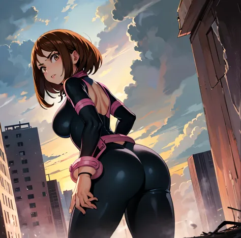 ((1girl)),((alone)),ochako uraraka, \(boku no hero academia\),(masterpiece), (best quality), (ultra detailed), (best illustratio...