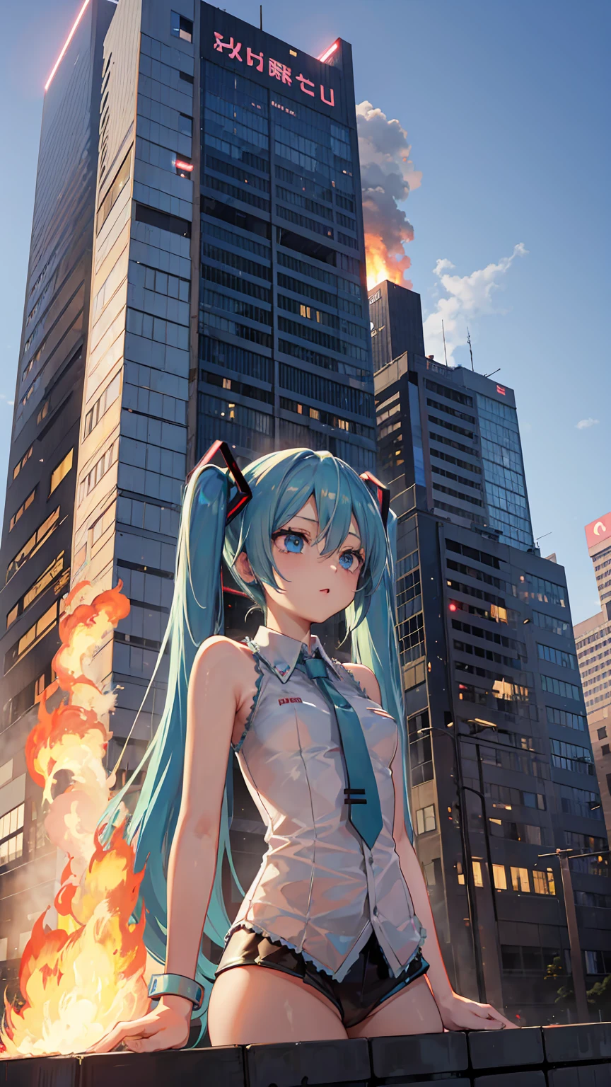 Hatsune Miku sets fire to the japanese National Diet Building,kokkaigijido