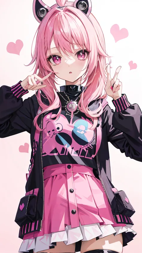 araffe girl pink hair and a crown on her head, wearing punk clothing, wearing a beatles punk outfit, anime girl cosplay, cyber g...