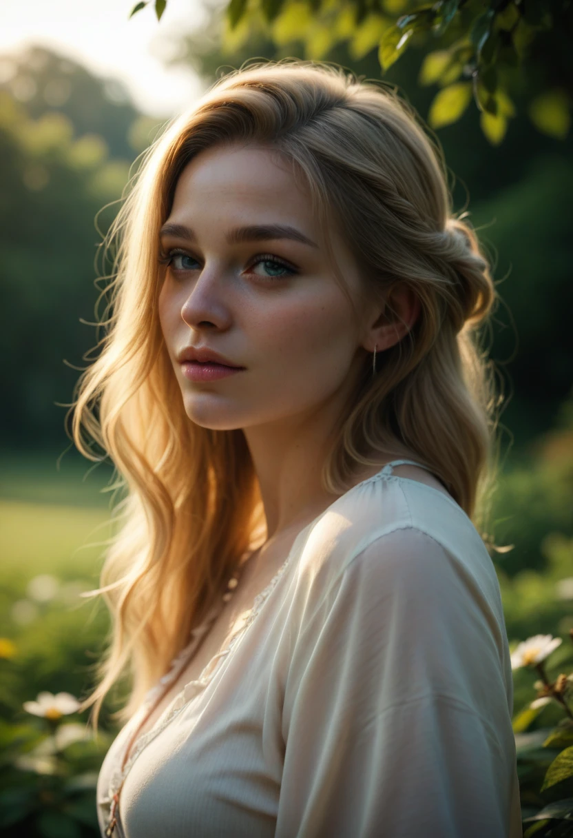 score_9, score_8_up, score_7_up, score_6_up, score_5_up, score_4_up, woman, hair sways in the gentle breeze, soft lighting, blurred background,