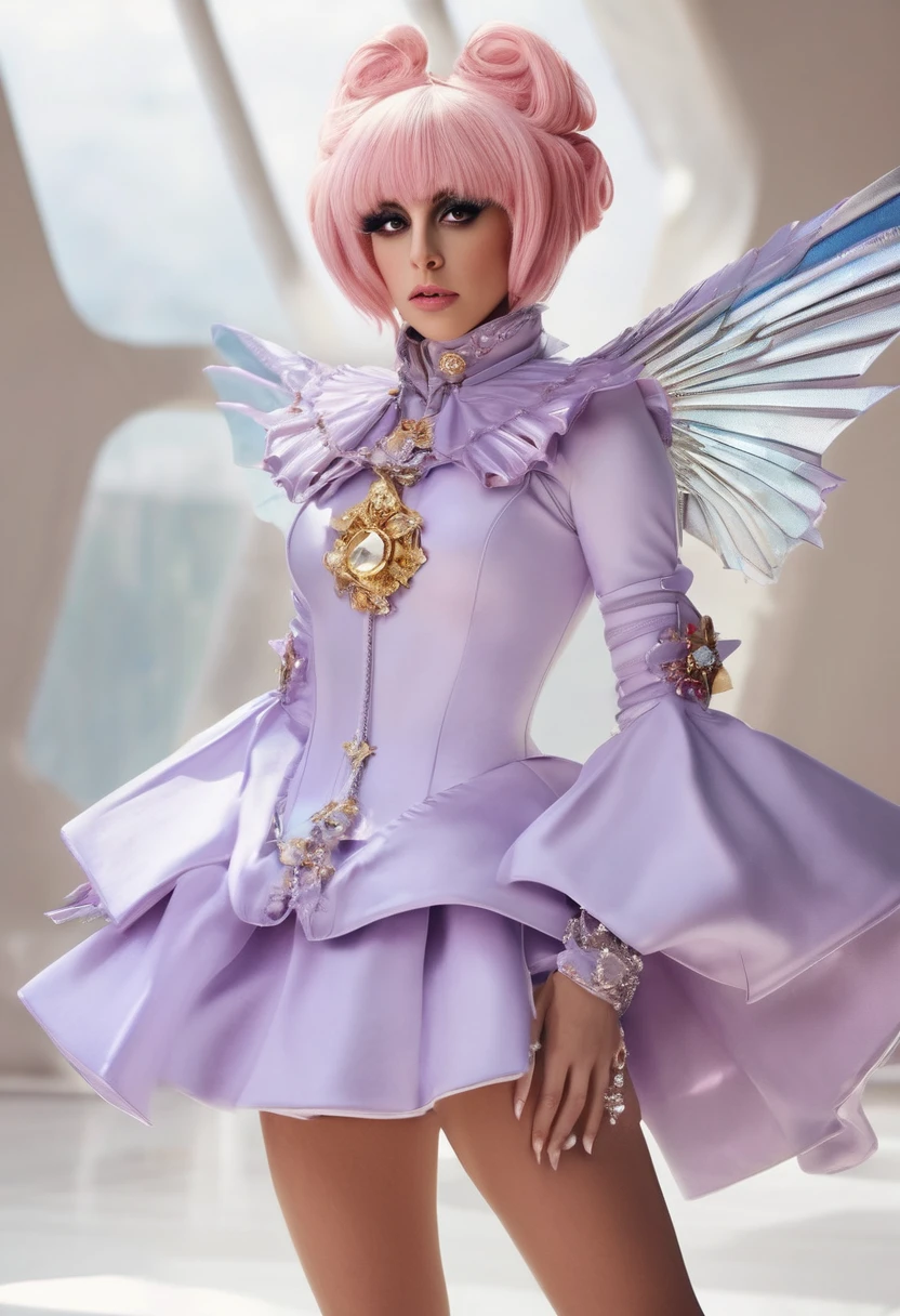 gaga wearing an extremely budget outfit, very beautiful, flawless hair, Cardcaptor Sakura inspired clothes, pose for photo, very powerful, DIVA, rocking, photoshoot. better quality, award-winning realist, (Highly detailed facial and skin texture), (the whole body), (Complicated detail: 1.2), (fine details), (Complicated detail), (cinematic lights, luz de fundo de better quality), sharp lines, sharp focus, official art, wallpaper unit 8k, absurdrez, incredibly absurd, huge file size, ultra-, fantasy art, RTX,((close-up photos of the award-winning studio)), , (escape), , perfect hands, beautiful detailed eyes, perfect face