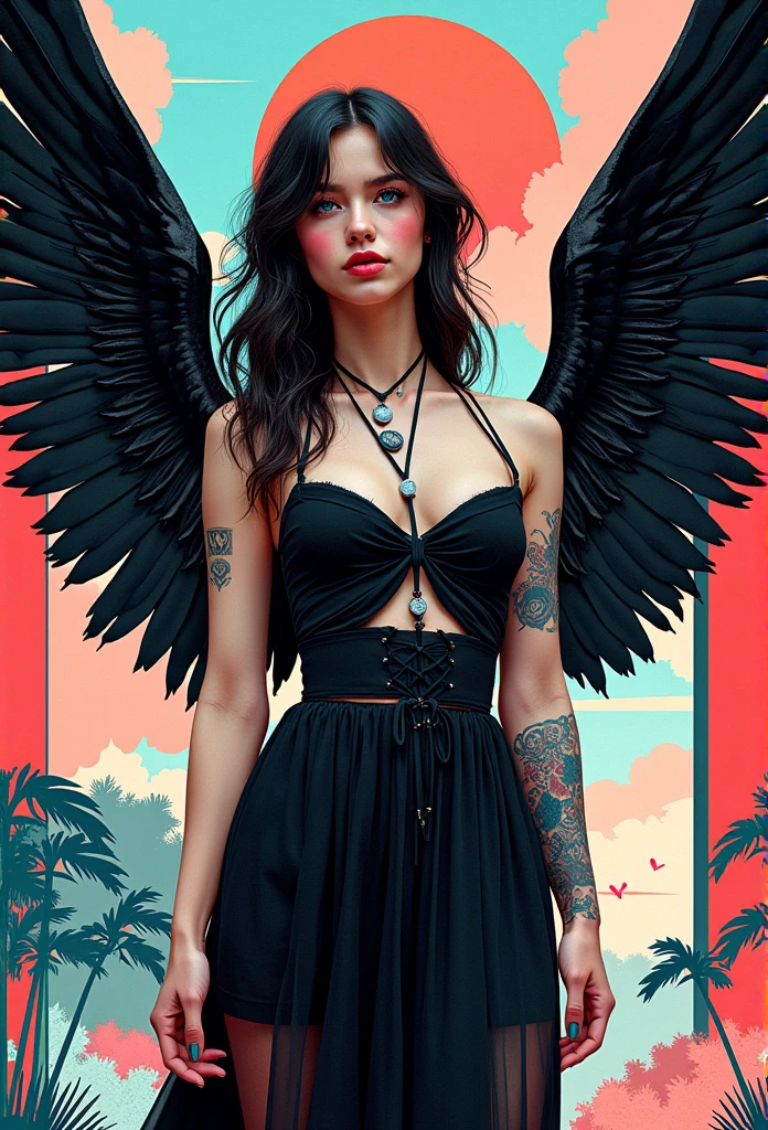 Gothic meets pop art, Cute sexy fallen angel