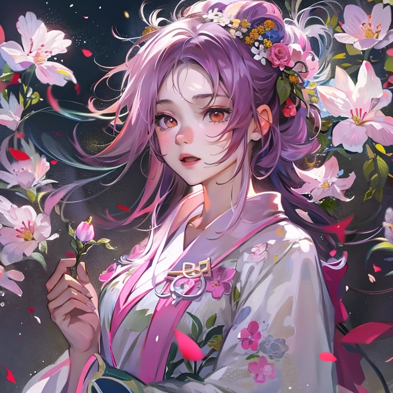 anime girl with a flower in her hair and a white dress, artwork in the style of guweiz, guweiz, beautiful anime portrait, detailed portrait of anime girl, kawaii realistic portrait, stunning anime face portrait, cute anime girl portrait, portrait of an anime girl, beautiful character painting, portrait anime girl, palace ， a girl in hanfu, beautiful anime style