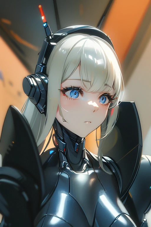 (masterpiece),(Best quality),(Very detailed),(Best illustration),(The best shadow),(It's absurd),(Detailed background),(So beautiful), 16k, 8k, 4K,(The best shadow),Robotization,female ,big breasts,Robot Joint ,Metal skin,Black robot suit,Long hair,Black suit covering the entire body Robot hand,Cyber Bodysuit,Mecha Head,Robotization, Transform into a robot,(Hands and fingers are depicted in detail:1.2),Perfect anatomy,Cybernetic Girl,Sci-Fi Armor,cyborg girl,The wires are connected to the back of the main unit...,No exposed skin,(A face carved like a robot),A neck made of wire,USB port next to the neck,visor,chrome skin,no messy picture style,brainwashing,empty eyes, ((No expression,erasure of emotions))