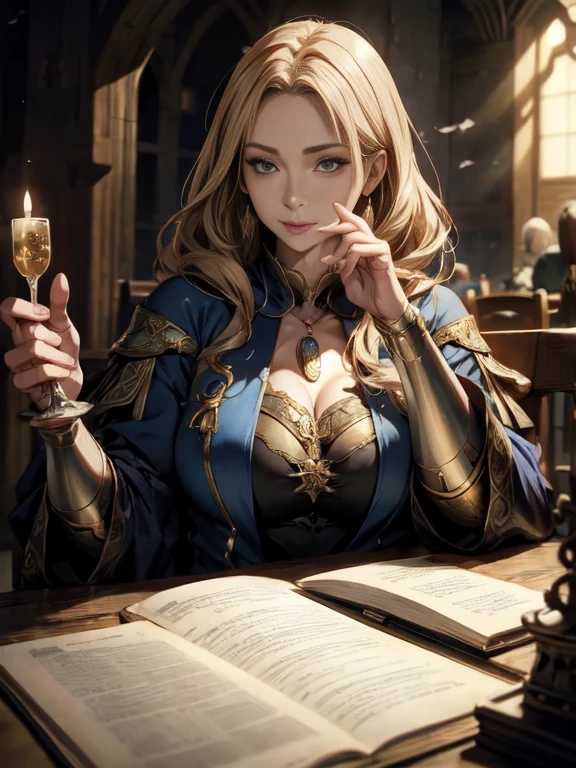 Mature Woman、Anime-style super realistic、Medieval period、Fantasy、Advanced magician、Magician&#39;s Hat、Black-purple costume、sexy、Bewitching beauty、The face is super detailed、/(Big Breasts 2.2、Saggy breasts 1.4、/), Broad shoulders、Large build、Slim Belly、Slightly wide hips、 /(Long blonde hair, Long face and narrow eyes, Detailed face/) Fluffy eyelashes and thick eyeliner, Magic runes in hands。Casting a spell。Mysterious Light。Moonlit Night、On the Cliff。Standing on top of a cliff by the sea。