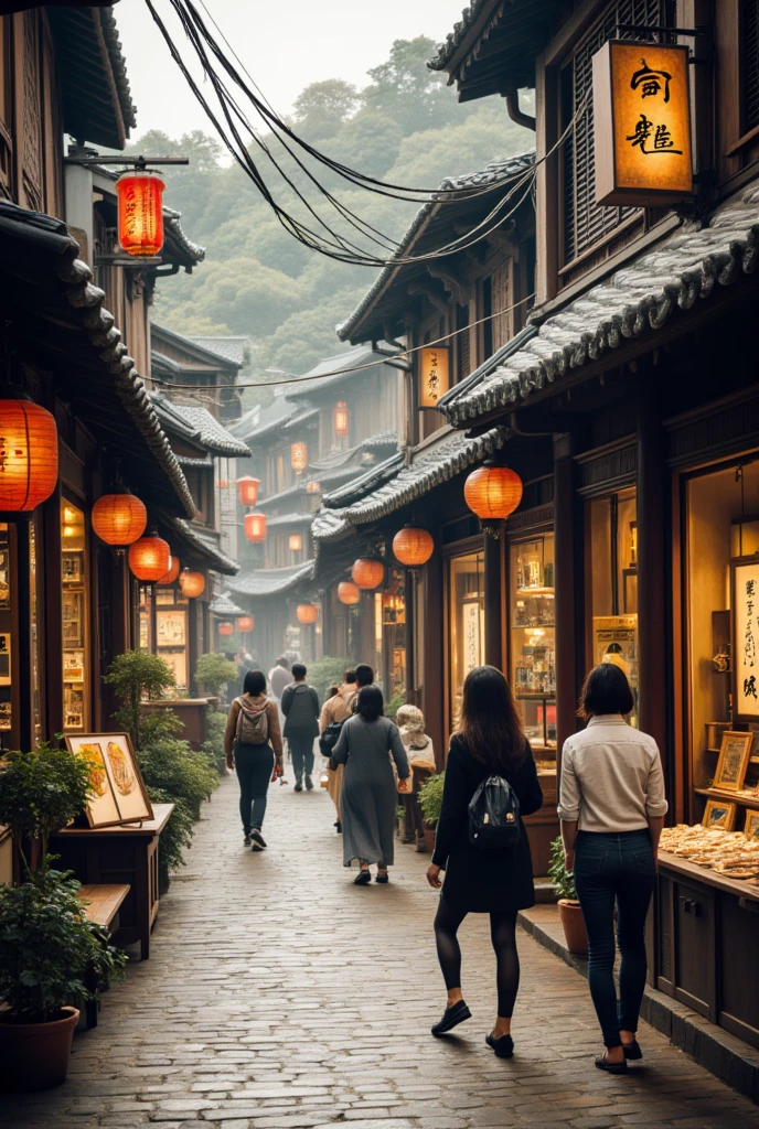 an old chinese street full of artistic atmosphere, with many independent designer studios, handicraft shops, and cafes scattered on both sides of the street. Artists showcase their works here, attracting many literary and artistic youth to visit.

full body, Professional, perfect composition, ultra-detailed, intricate details