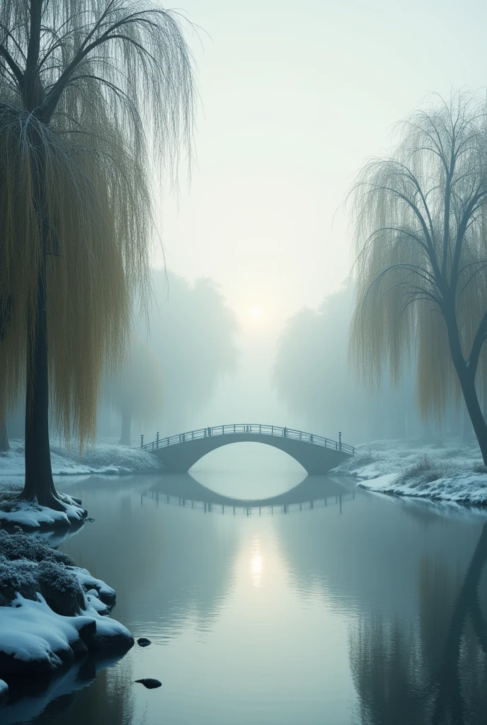 The first ray of sunlight in the morning penetrates the gentle mist, and a faint mist floats on the surface of West Lake. The broken bridge and remaining snow in the lake are faintly visible. The willow trees by the lake sway gently, as if welcoming a new day, presenting a hazy and romantic beauty throughout the entire scene.

full body, Professional, perfect composition, ultra-detailed, intricate details