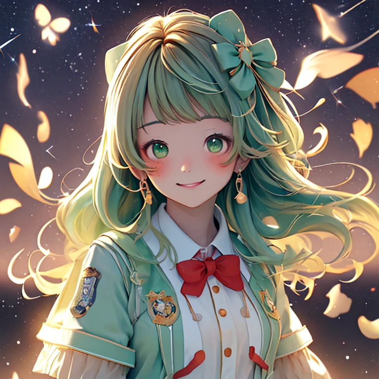 First Job, High resolution, outside, Starry Sky, night, Woody_sakura e daidouji_Tomoyo, Tomoeda_Elementary_School_Uniform, , smile (Perfect green eyes) (Perfect anatomy of the face)