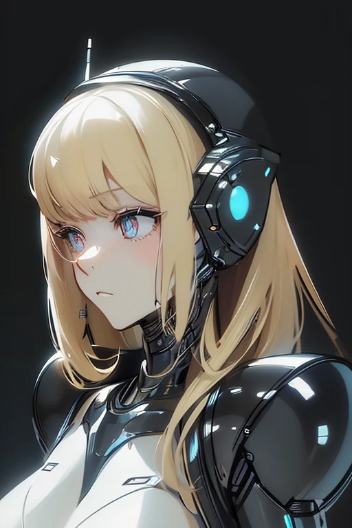 (masterpiece),(Best quality),(Very detailed),(Best illustration),(The best shadow),(It's absurd),(Detailed background),(So beautiful), 16k, 8k, 4K,(The best shadow),Robotization,female ,big breasts,Robot Joint ,Metal skin,Black robot suit,Long hair,Black suit covering the entire body Robot hand,Cyber Bodysuit,Mecha Head,Robotization, Transform into a robot,(Hands and fingers are depicted in detail:1.2),Perfect anatomy,Cybernetic Girl,Sci-Fi Armor,cyborg girl,The wires are connected to the back of the main unit...,No exposed skin,(A face carved like a robot),A neck made of wire,USB port next to the neck,visor,chrome skin,no messy picture style,brainwashing,empty eyes, ((No expression,erasure of emotions)),glowing eyes