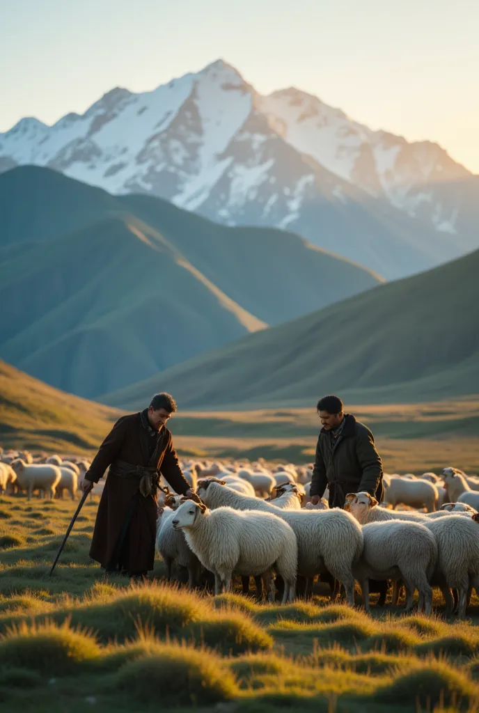 china xinjiang, on the pamir plateau, the sun has just risen and the golden sunlight illuminates the undulating mountains. the s...