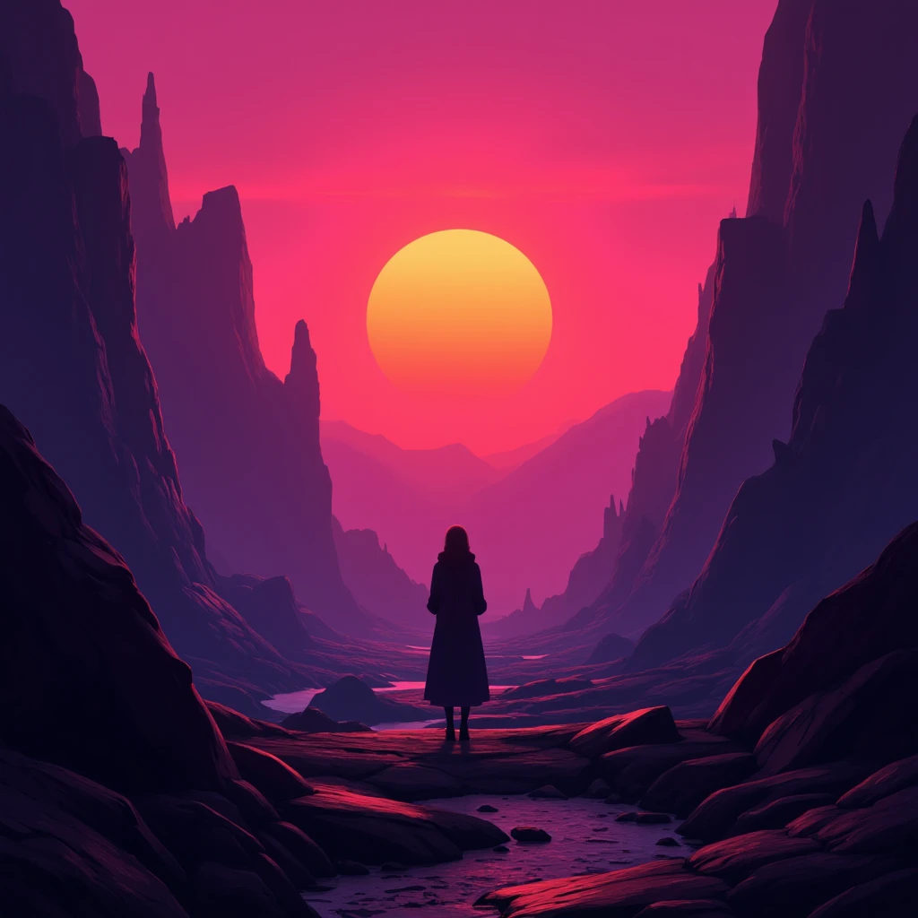 an otherworldly landscape in the style of neon silhouette contrast, dark sunrise.

full body, Professional, perfect composition, ultra-detailed, intricate details