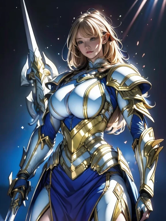 Painting of a woman in armour holding a sword and shield, Knights of the Zodiac, Ethereal Battle Armor, Elf Princess Knight, Opal Armor, Wearing light armor, Glamorous Ange Woman Digimon, Wearing ancient battle armor, Simple futuristic cyborg empress, Neon Armor, portrait Knights of the Zodiac, Wear ethereal armor, Fantasy Paladin Female