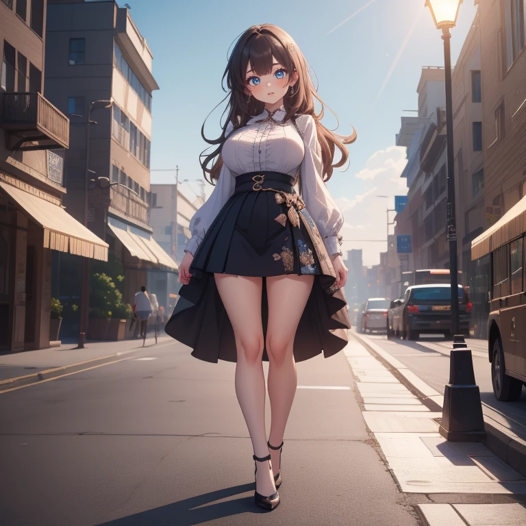 full body Waifu beautiful detailed eyes, beautiful detailed lips, extremely detailed eyes and face, longeyelashes, 1girl, sensual, young woman, sexy medium / large breasts, beautiful feminine face, nice sexy thighs, slim, sexy, erotic, beautiful clothes, perfect body, perfect anatomy of female, cinematic lighting and framing, (best quality,4k,8k,highres,masterpiece:1.2),ultra-detailed,digital painting,portrait,glamorous,highly detailed,soft lighting, vivid color tones ((masterpiece)), ((best quality)), (ultra-detailed) best quality, masterpiece ((Highest quality、masterpiece、anime style、best quality、high resolution、8k、detailed、ultra-detailed:1.3)) Masterpiece, high quality, blurry background, hd, 4k, night,kiraradef, (gigantic breasts), outdoors, standing, blush, looking at viewer, dynamic poses, 