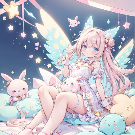 star fairy and cute stuffed rabbit