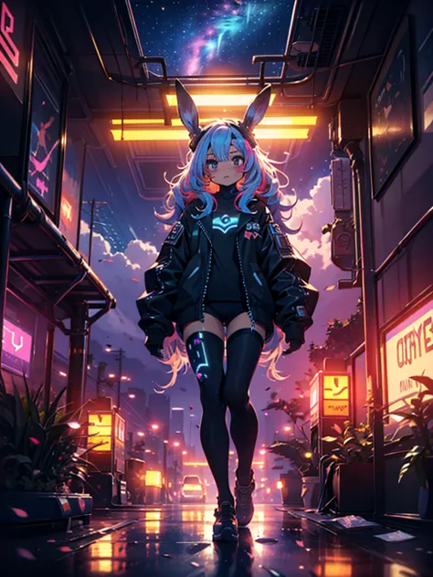 masterpiece,highly detailed interior,starry,strry light,night,colorful,cloud,star \(sky\),bunny technique,cyberpunkinterior,kawa...