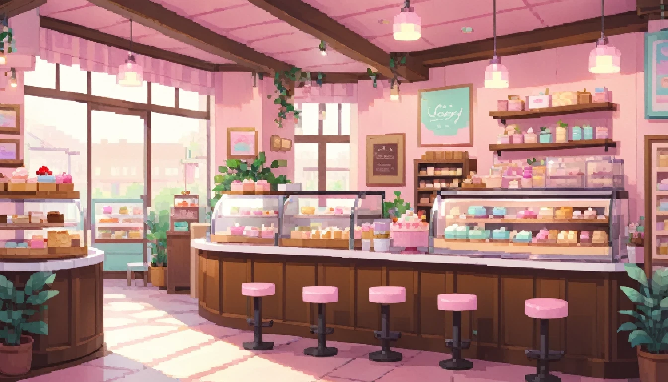 Lofi Cozy Dessert shop , pastel ,mini