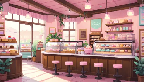 lofi cozy dessert shop , pastel ,mini