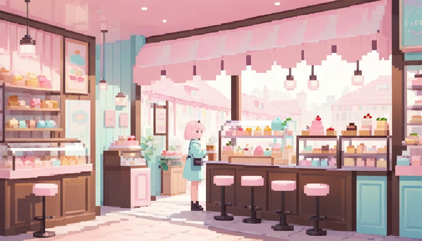 Lofi Cozy Dessert shop , pastel ,minimal ,Cute